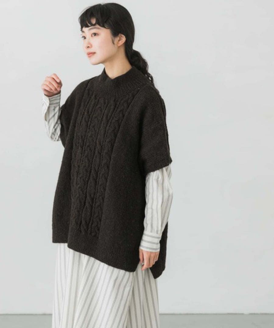 かぐれ 【22AW】ペルーワイドニットベス COFFEE kagure