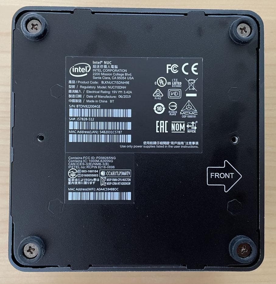 Intel NUC 7i5DNH ミニPC