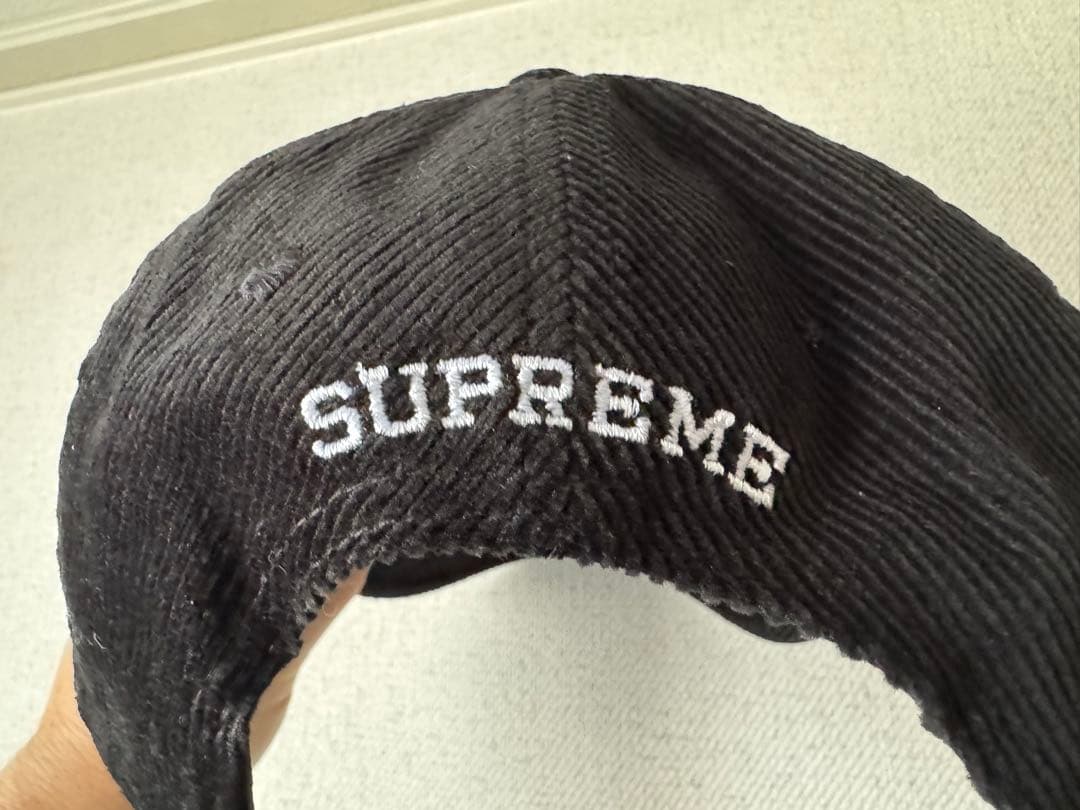 シュプリーム SUPREME Sロゴ コーデュロイキャップ 黒