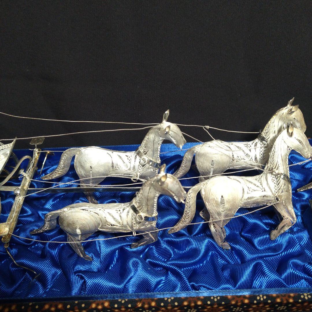 銀製　馬車　置物　925