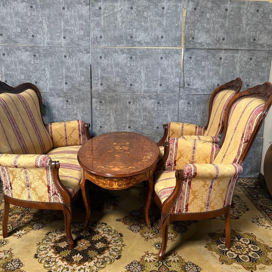 ꧁イタリア製꧂2人掛けソファ&1人掛けソファ2脚&センターテーブルセット