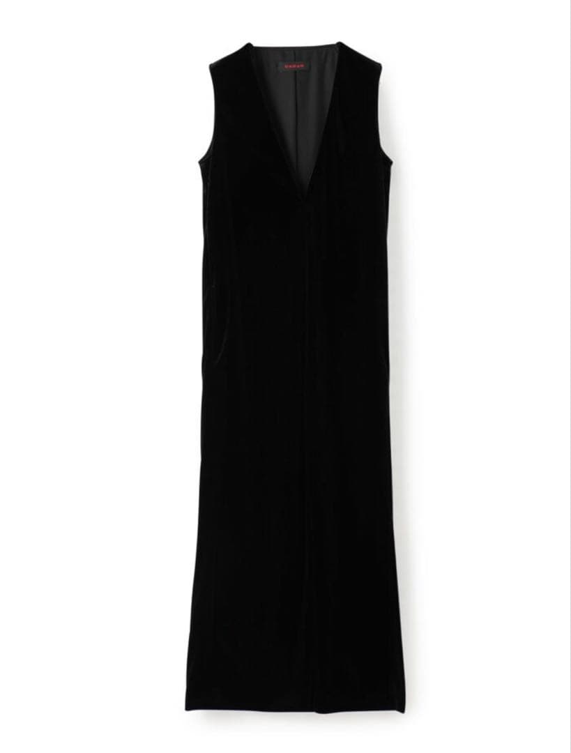 CABaN ソフトベロア Vネックロングワンピース