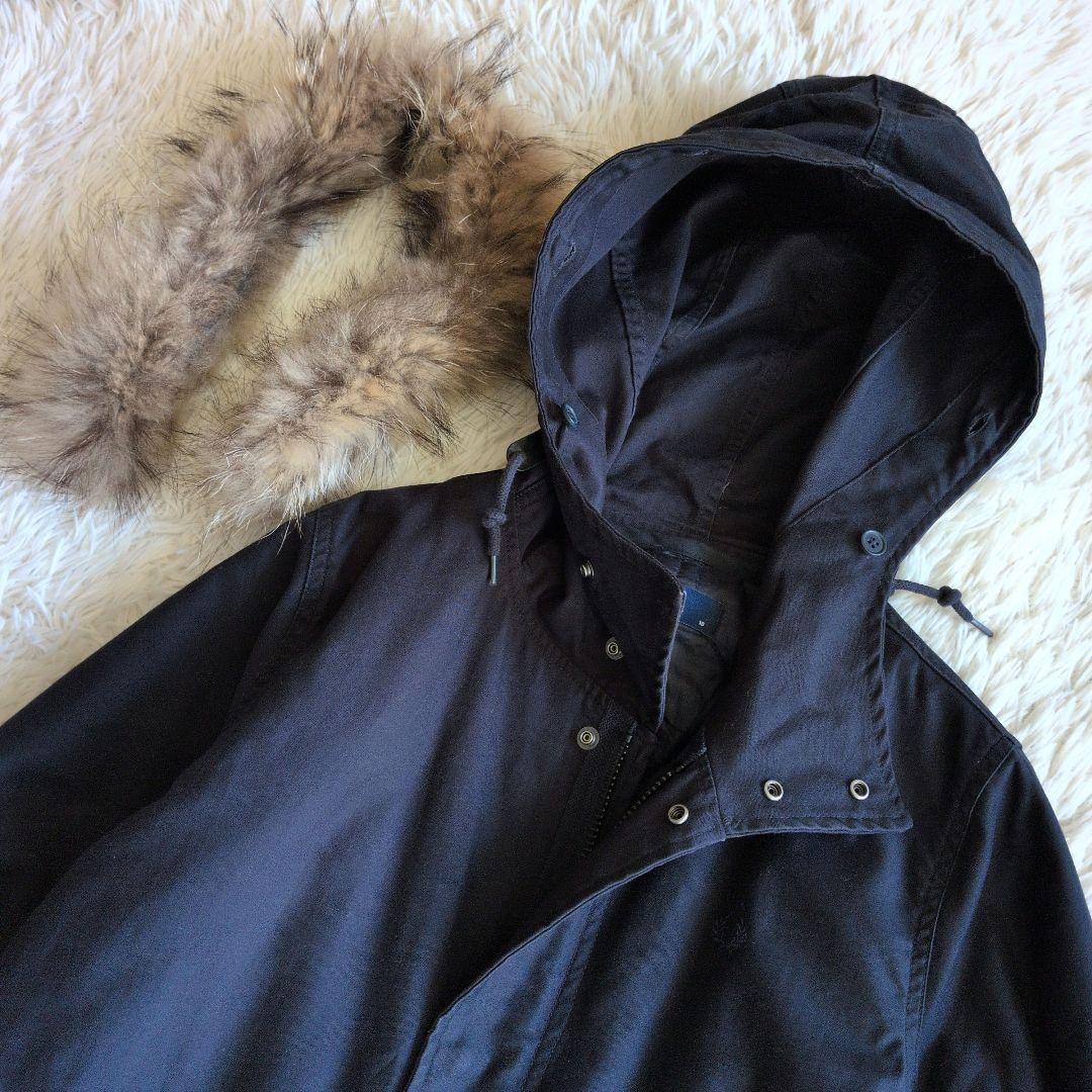 フレッドペリーモッズコートMネイビー　 月桂樹ロゴ　ロングコート