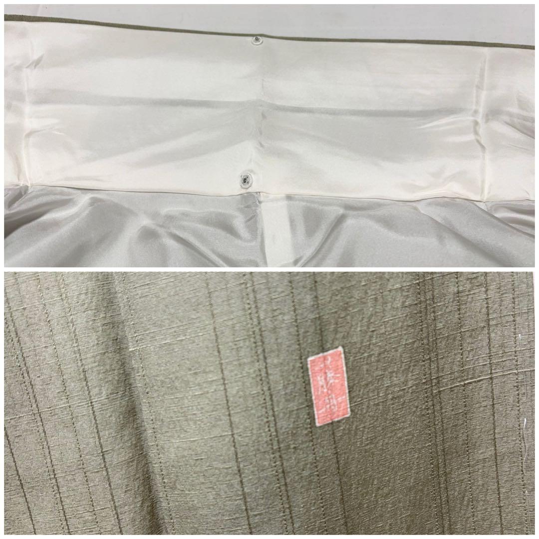 D 美品 十日町友禅 女流作家 遠田藤舟 花模様 緑 紬 正絹 袷 付下げ 着物