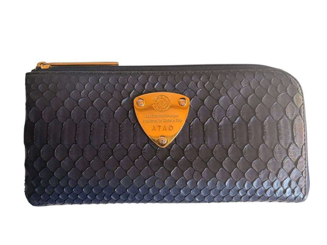 ATAO アタオ limo リモ パイソン L字ファスナー 長財布 ネイビー
