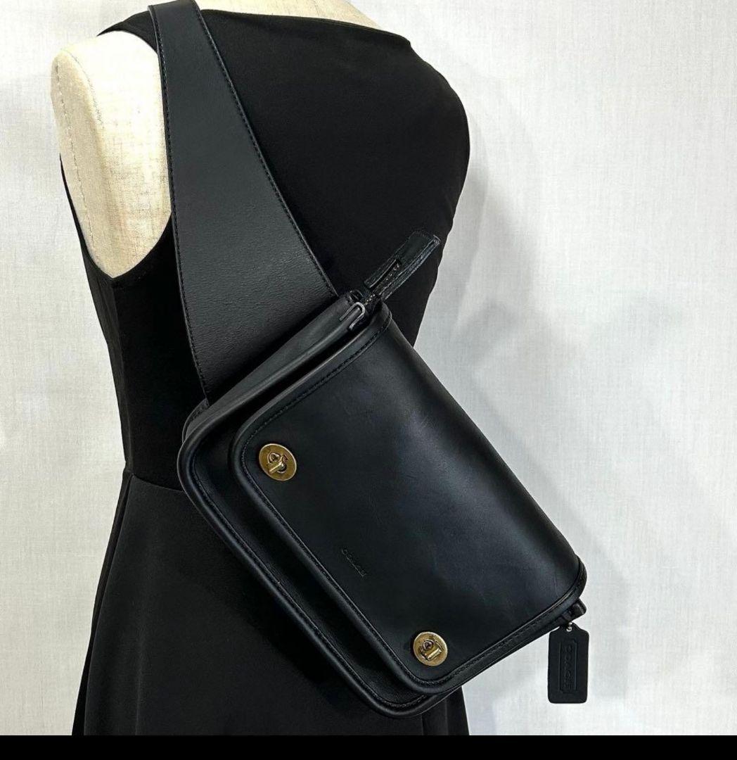 ボディーバッグ ブラック 本革 オールドCOACH