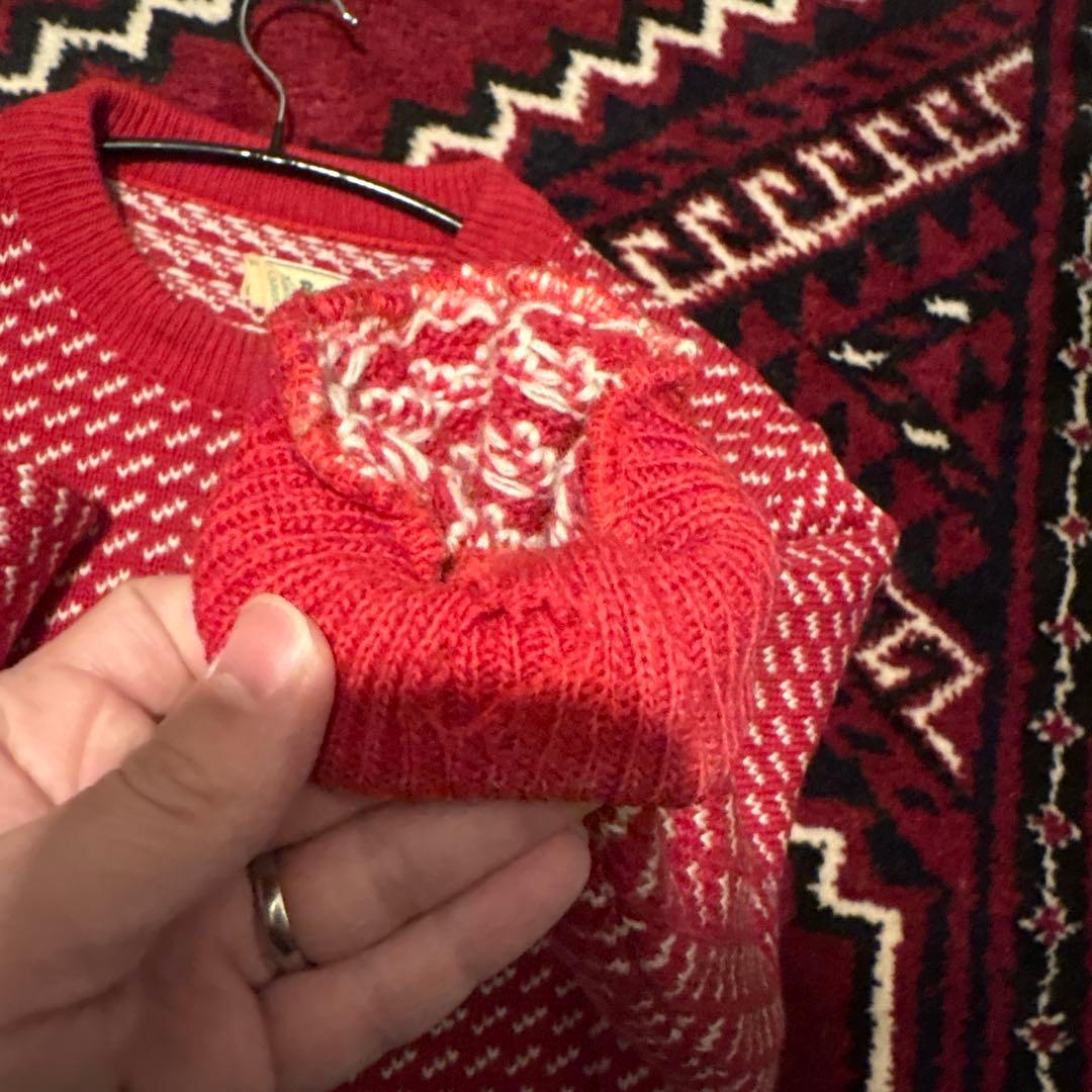 llbean バーズアイ　ニット　レッド　エルエルビーン L.L.BEAN