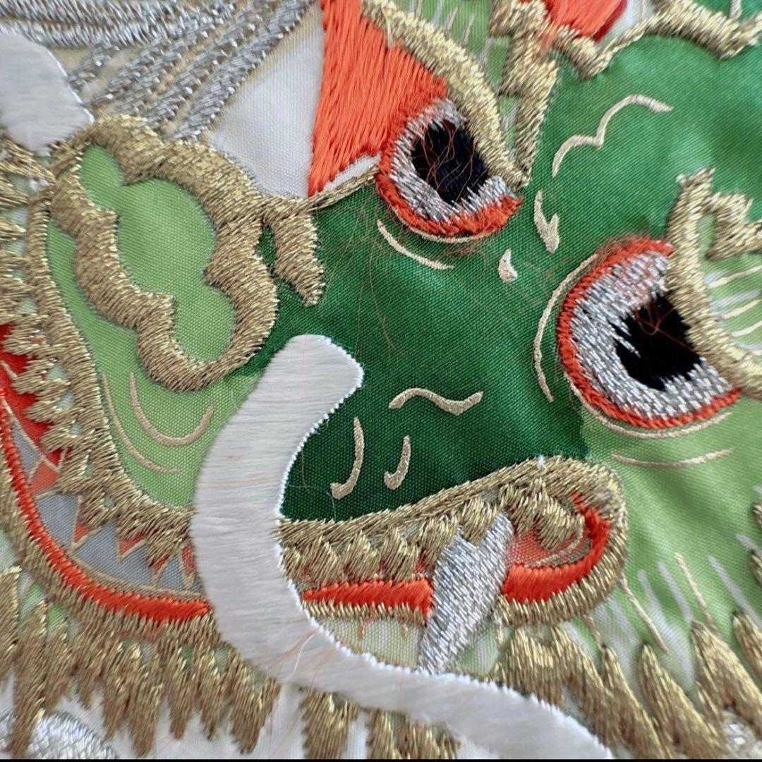 美品　豪華刺繍　お宮参り　産着　祝着　0歳　男の子　黒　龍　長襦袢なし　735