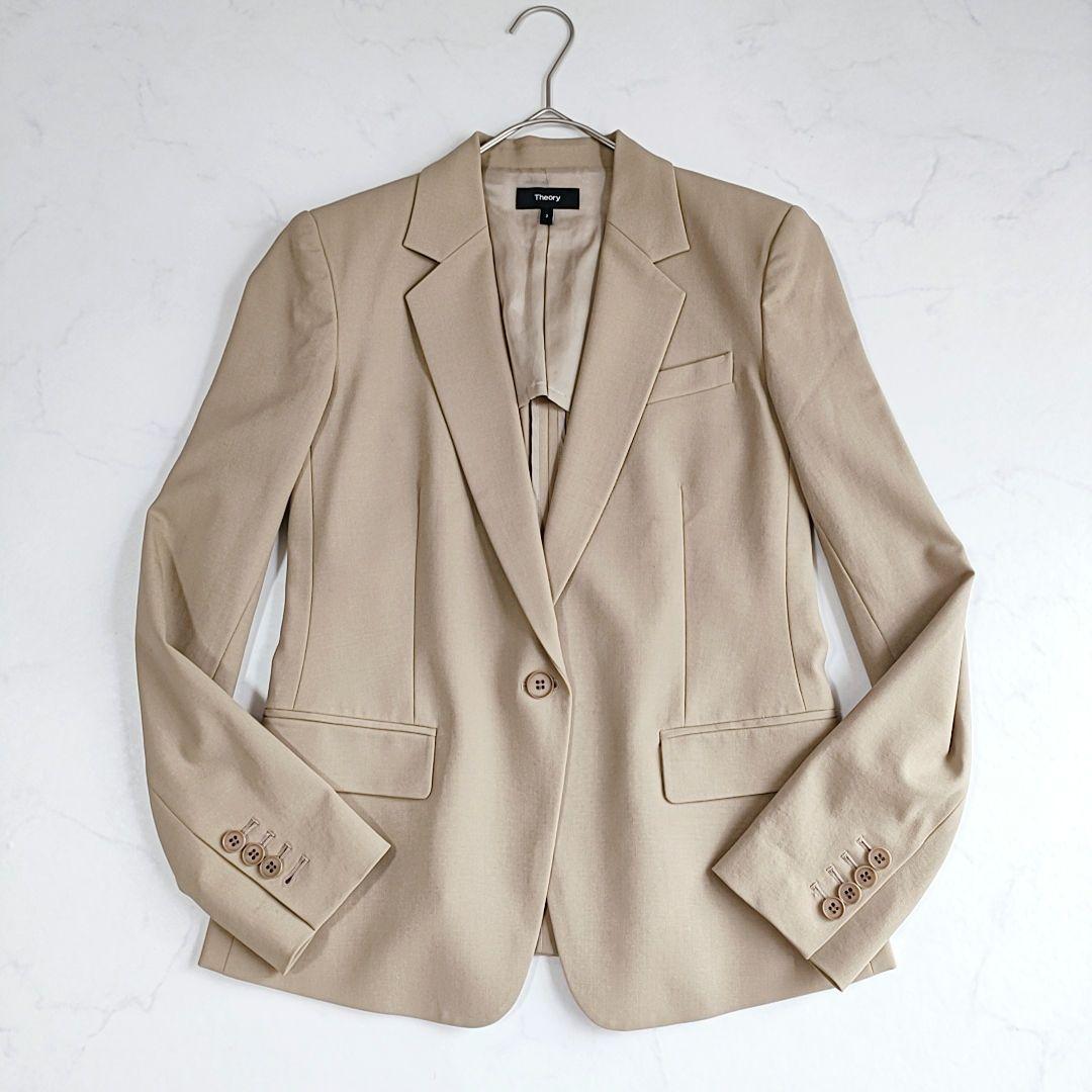 美品✨セオリー 薄手 ウール テーラードジャケット ベージュブラウン M