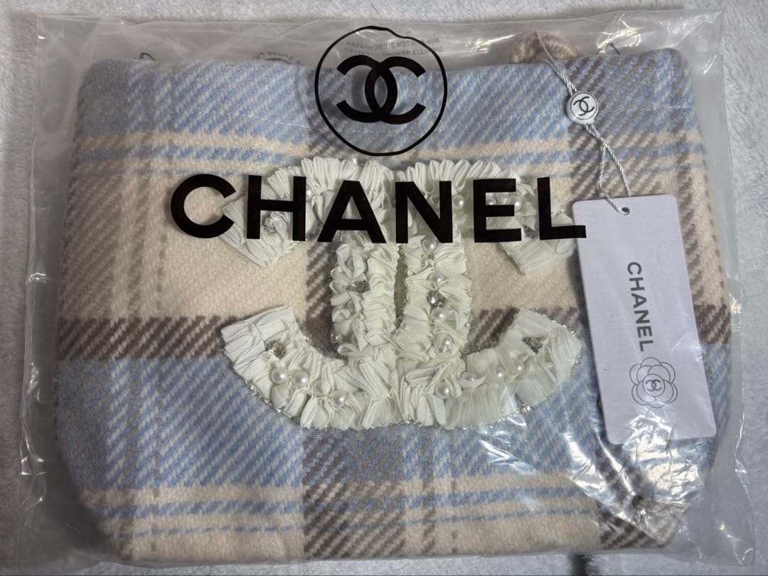 CHANEL ツイードトートバッグ　シフォン ブルー