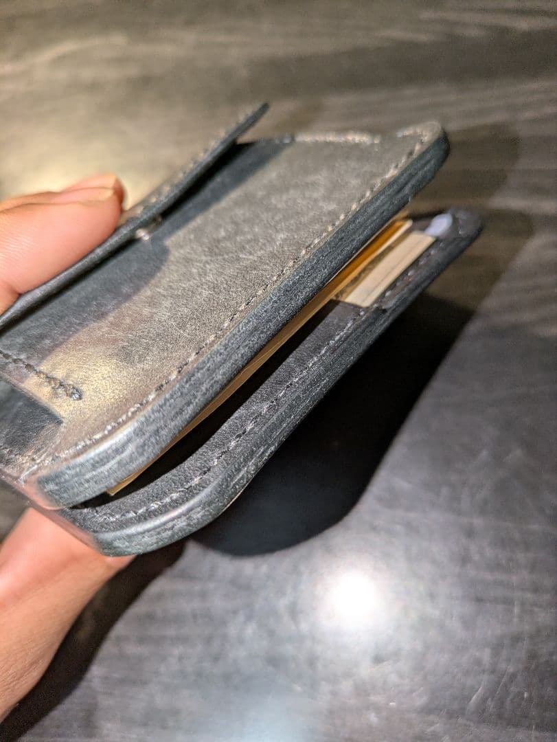 イタリアンレザー マネークリップ式 コンパクトウォレット 総手縫い 革財布 6