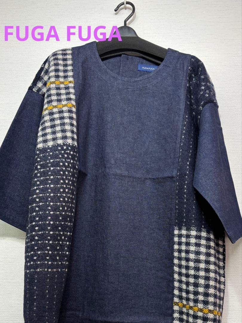 ☆新品☆ 佐藤繊維 FUGA FUGA ニット切り替えデザイン デニムチュニック