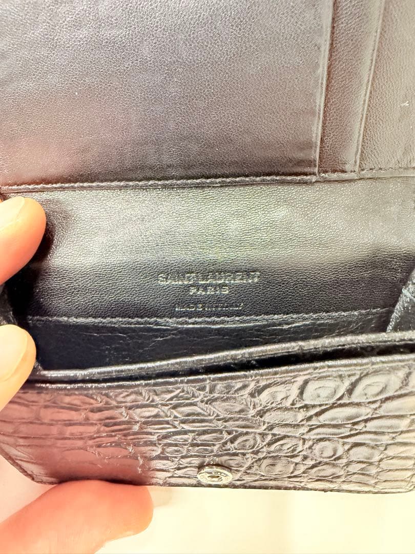 SAINT LAURENT サンローラン　クロコ調ブラック名刺入れ