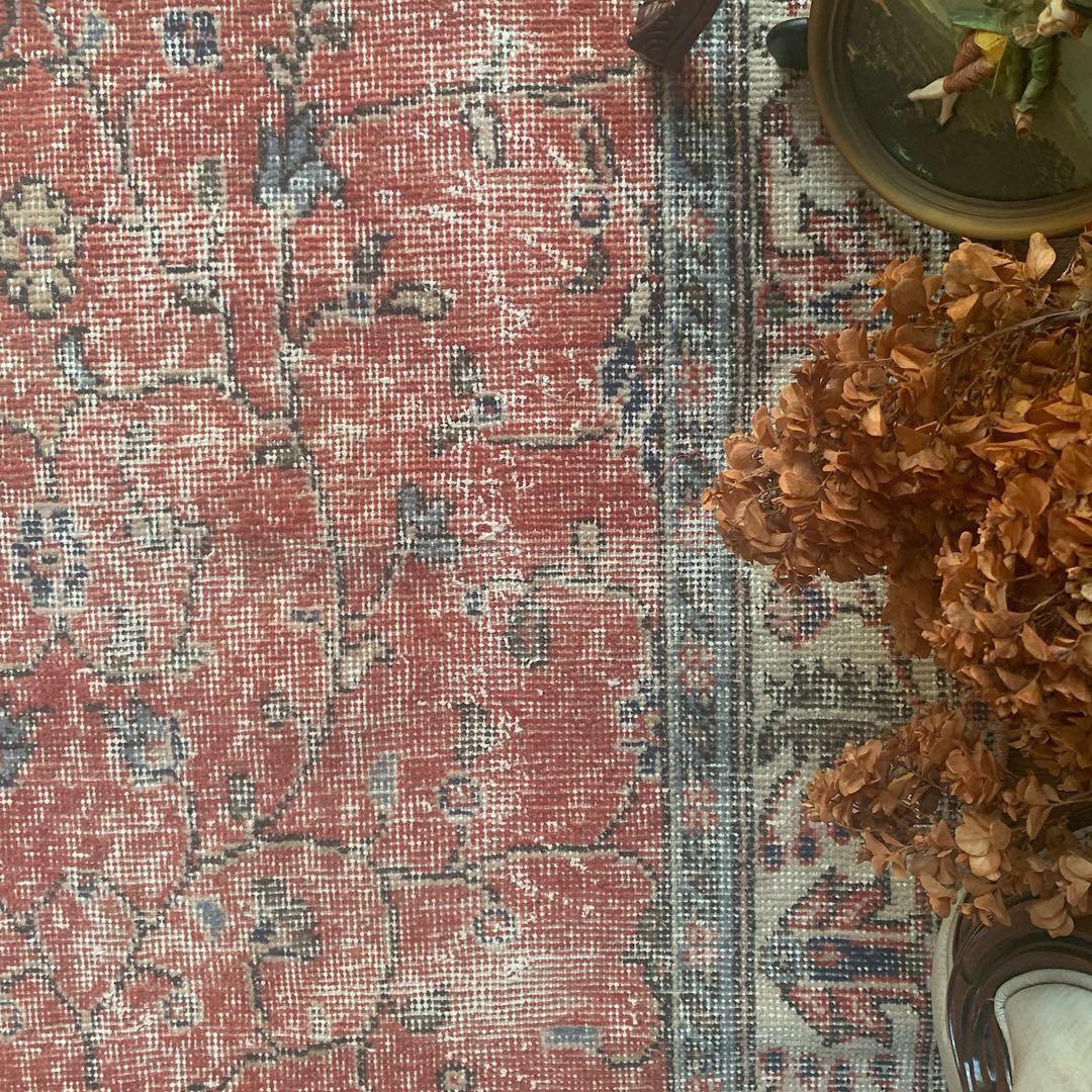 Mao　トルコラグ　シャビーレッド 194×112 トルコヴィンテージラグ