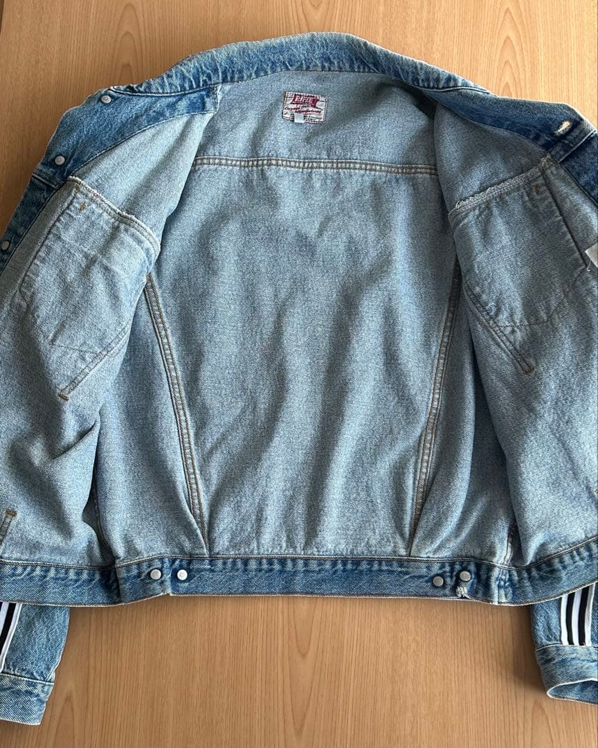 希少　イタリア製　RIFLE ストライプラインスリーブ　デニムジャケット　L