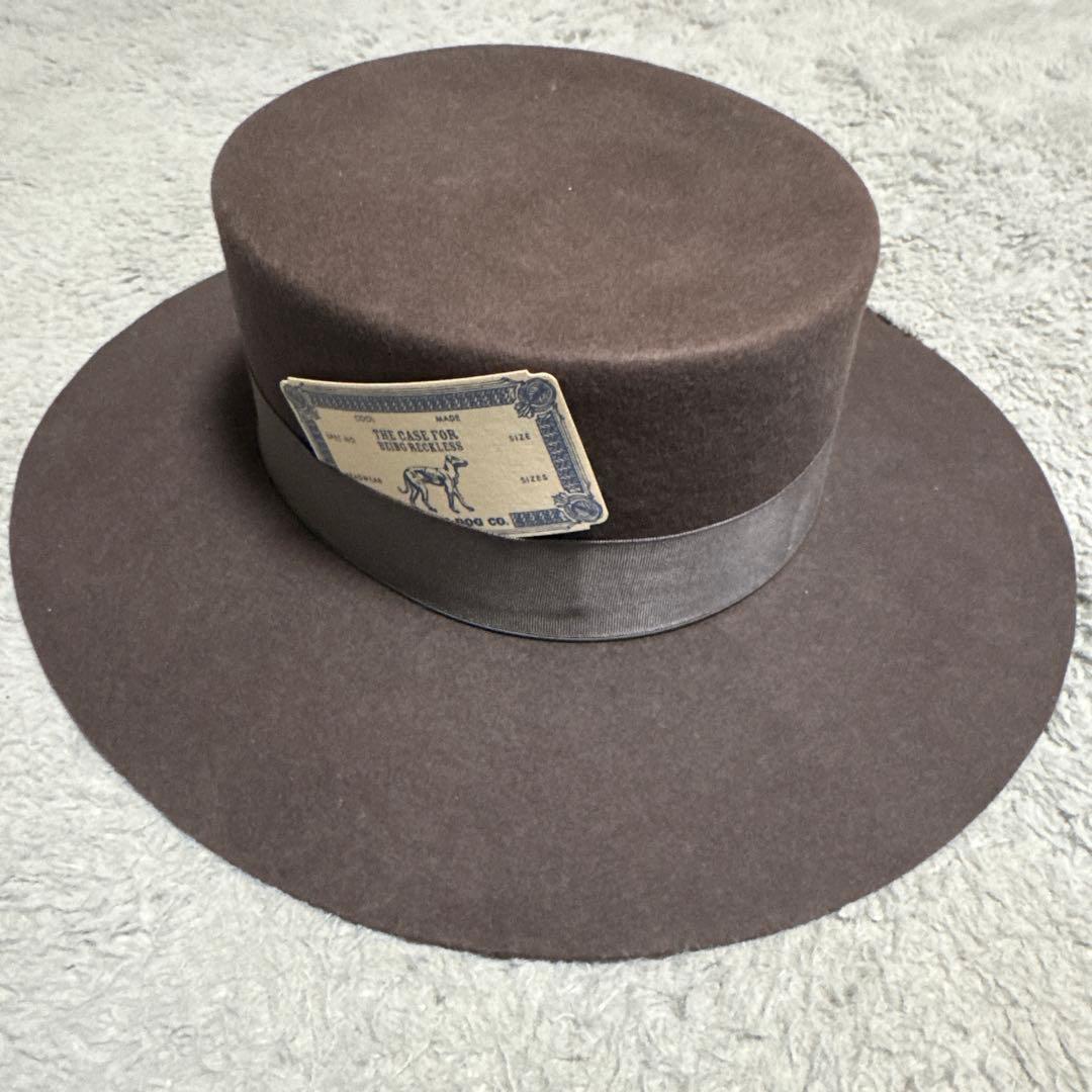 美品 ブラウン ウールハット リボン付き