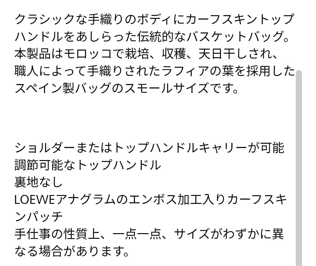 新品未使用 LOEWE ロエベ SMALL バスケットバッグ（新宿伊勢丹購入）