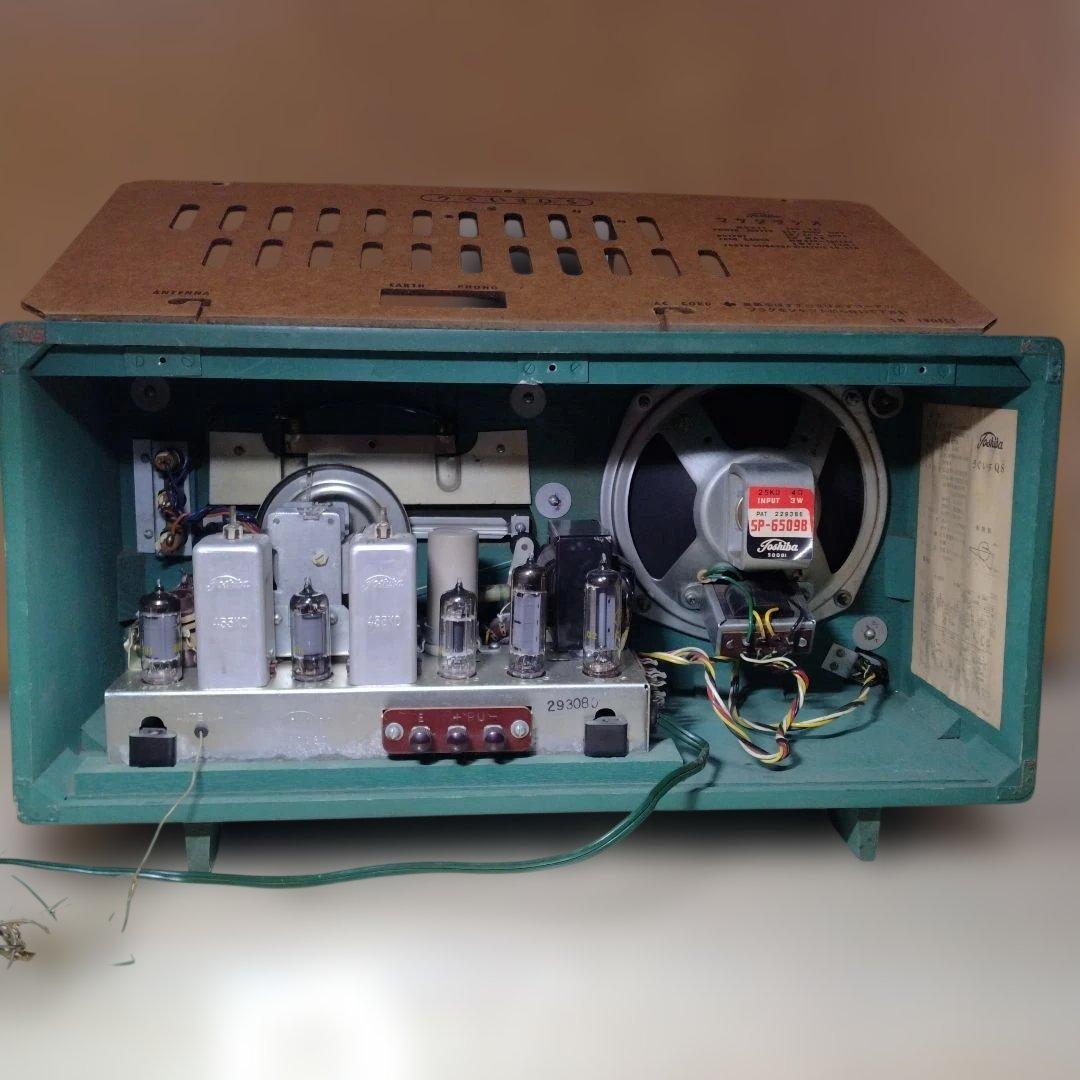 昭和レトロマツダラジオうぐいすQS TOSHIBA5UD-241型真空管ラジオ