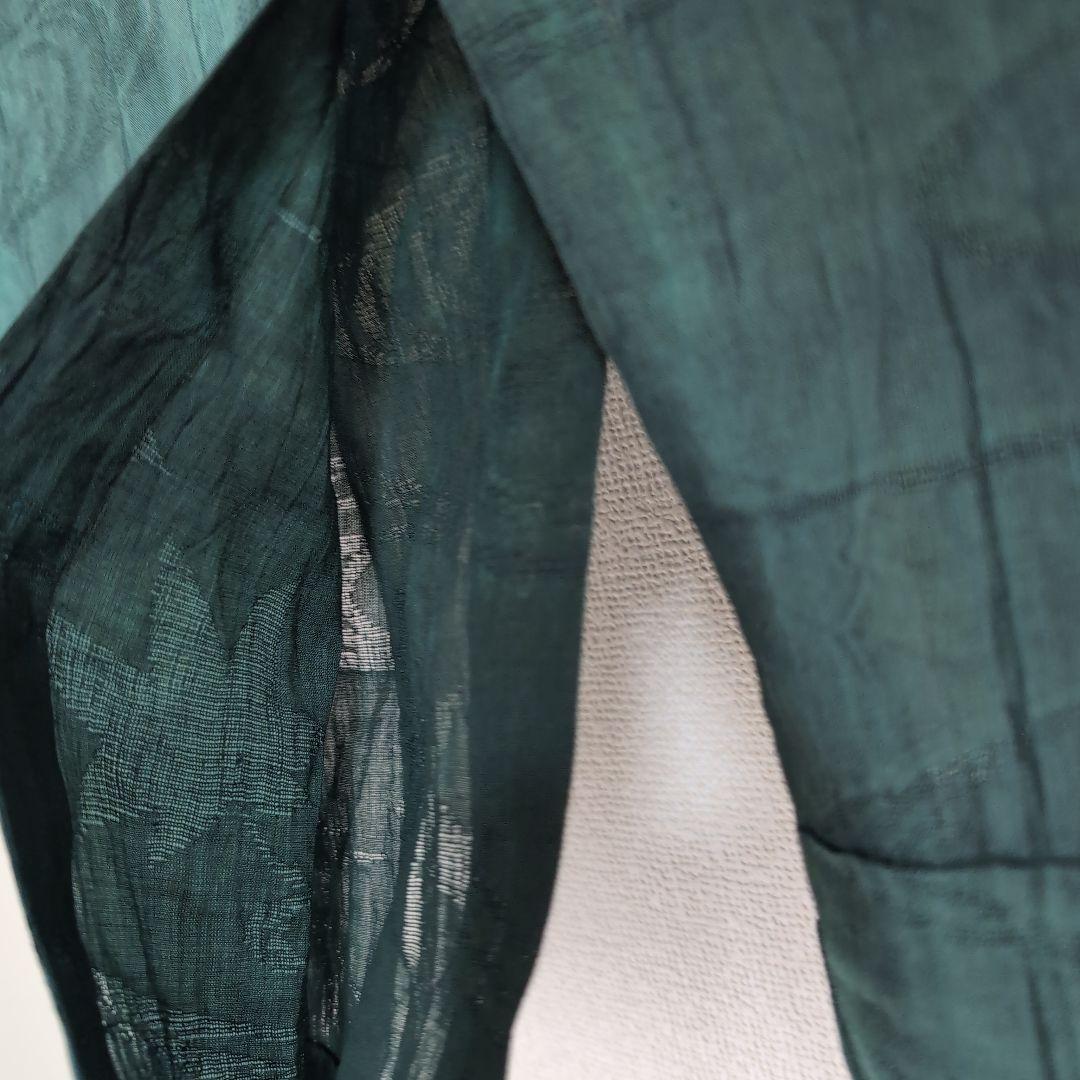 本麻　カラー長襦袢　フォレストグリーン　リサイクル　リユース