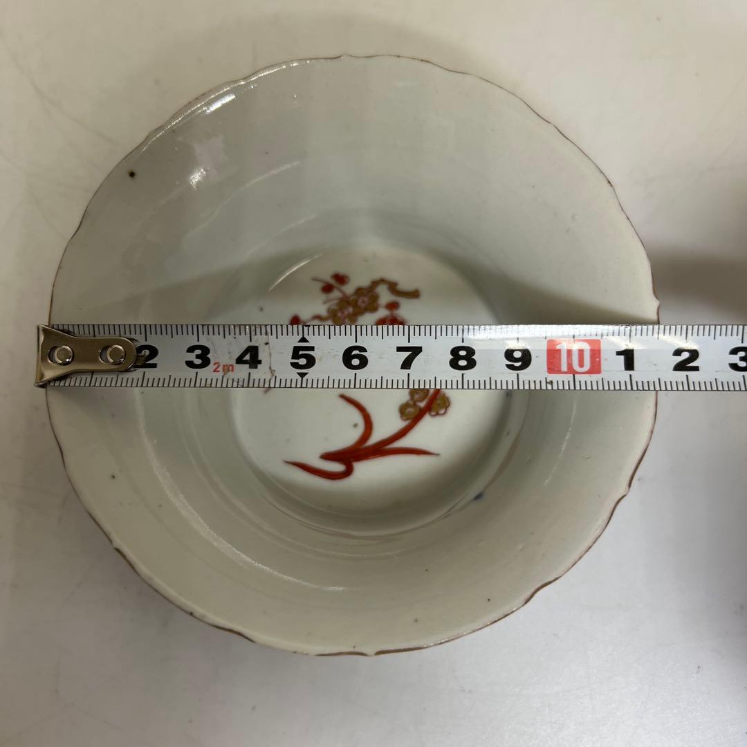 古伊万里　瑠璃金彩　向付5客　直径11.5㎝木箱付タルチ　東な8-0121☆2F