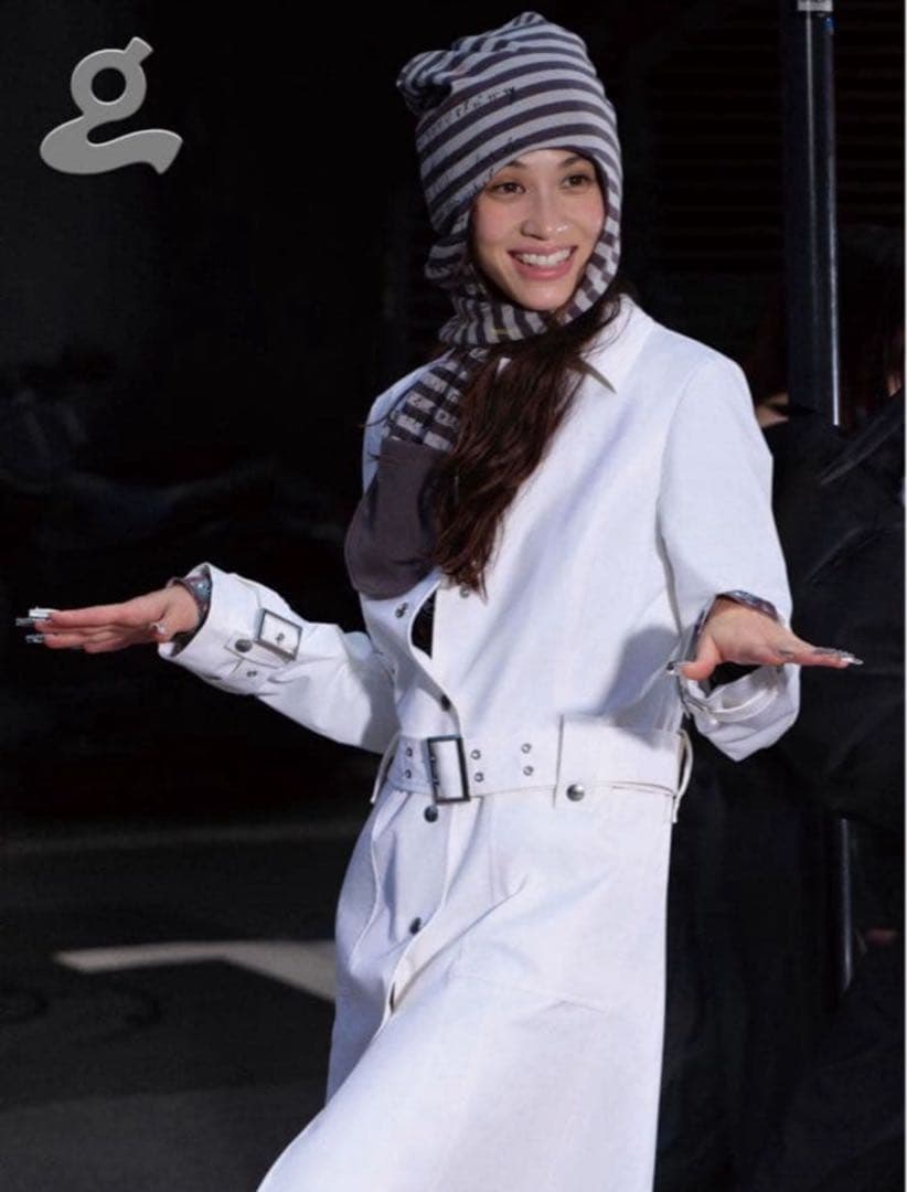 水原希子着用 xg ここな着用Grape y2kマフラー　ビーニー ボーダー