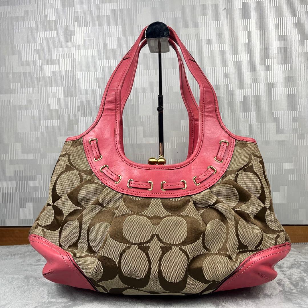 バッグ Coach 12724 Kisslock Pink Hand Bag