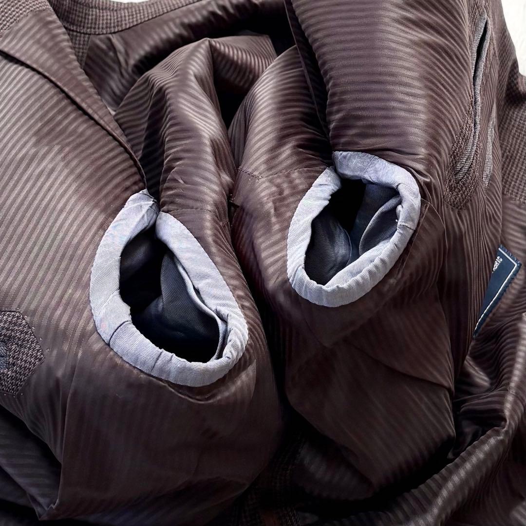 【極美品】レミュー 3ピース スーツ セットアップ 千鳥格子 ブラウン Lサイズ