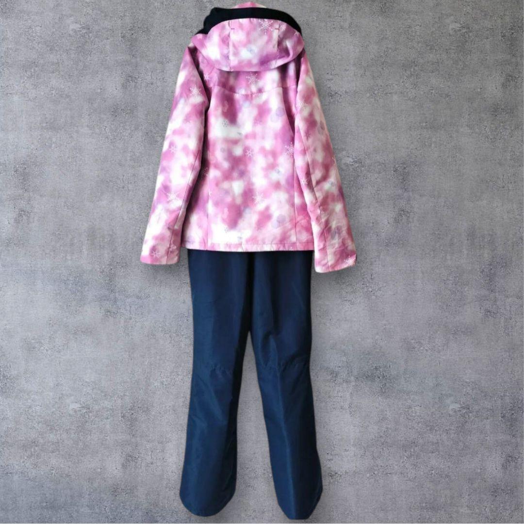 【極美品】Phenix スキーウェア 女の子 150 140 ピンク×紺 結晶柄