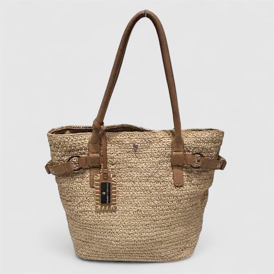 ヘレンカミンスキー ラフィア×レザー トートバッグ ベージュ