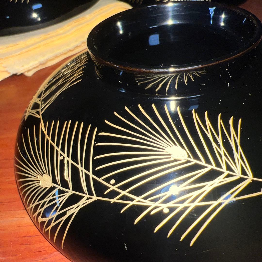 42未使用 高級輪島塗 わじま龍作 松沈金 吸物椀5客