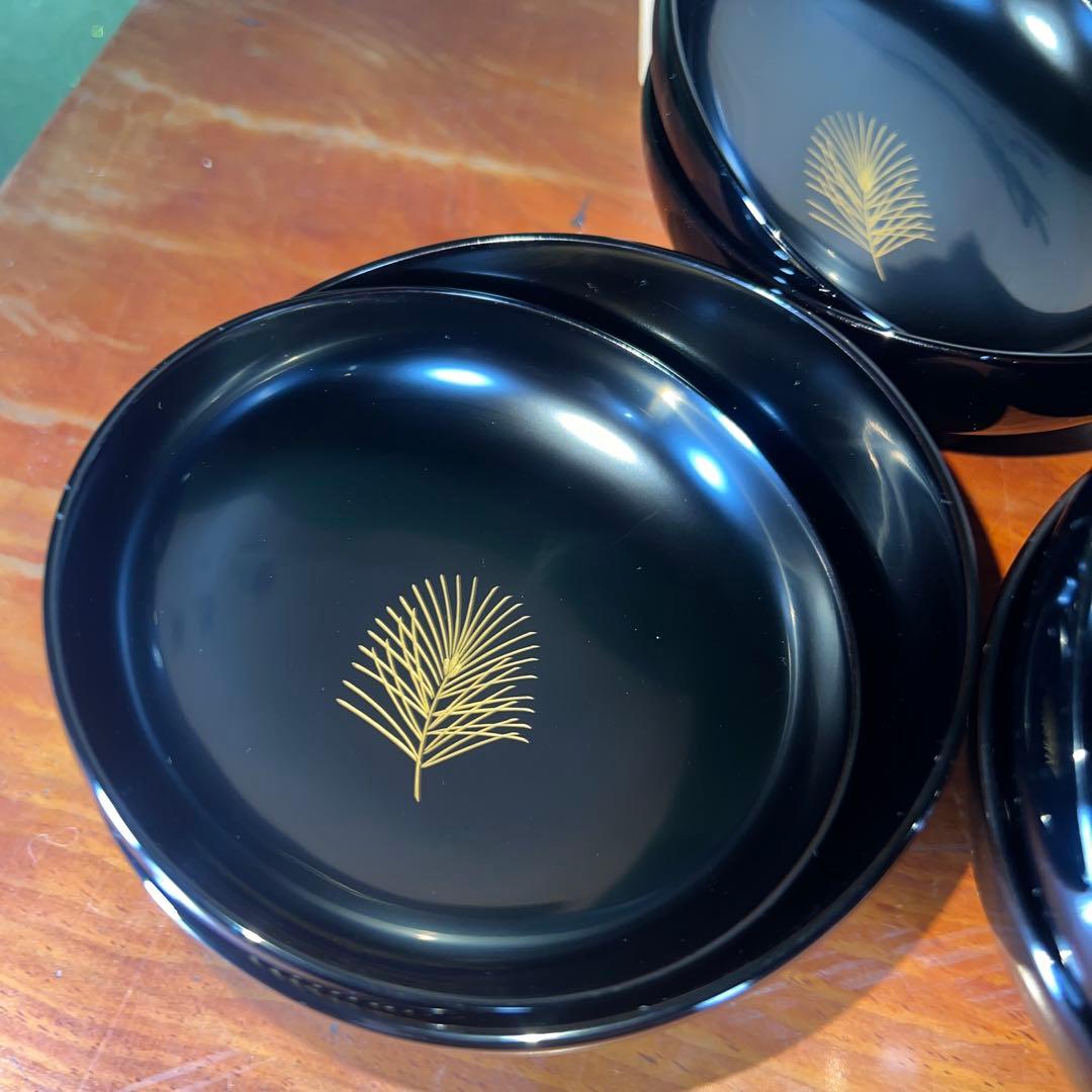 42未使用 高級輪島塗 わじま龍作 松沈金 吸物椀5客