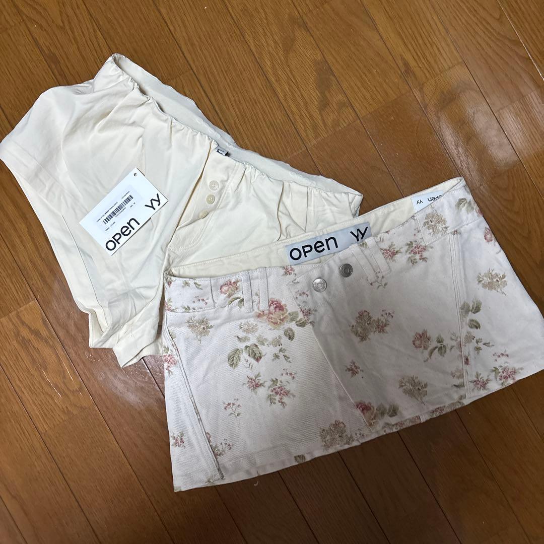 スカート OPEN YY FLORAL LAYERED MINISKIRT