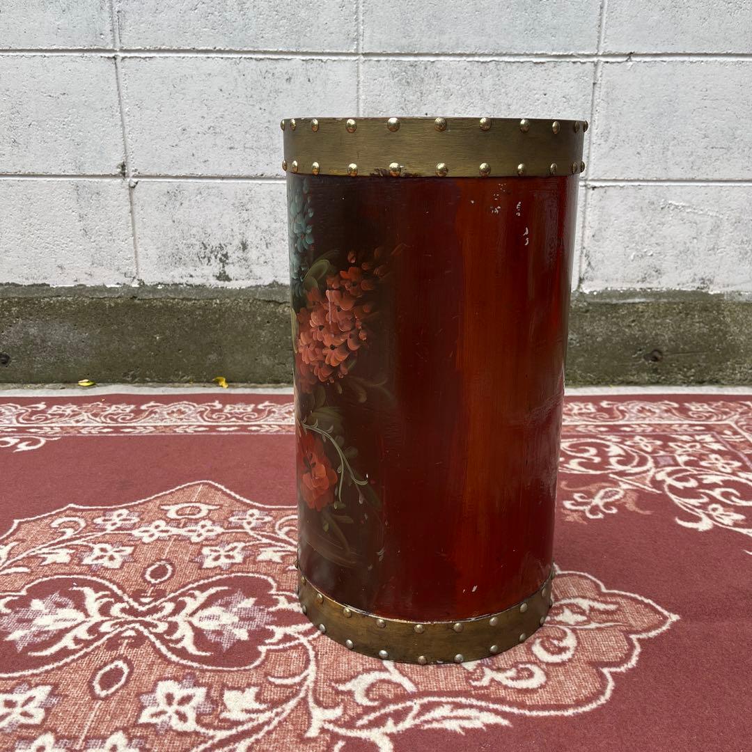 イタリア製 はビンテージ古雑貨◾️木製 トールペイント ゴミ箱 ダストボックス