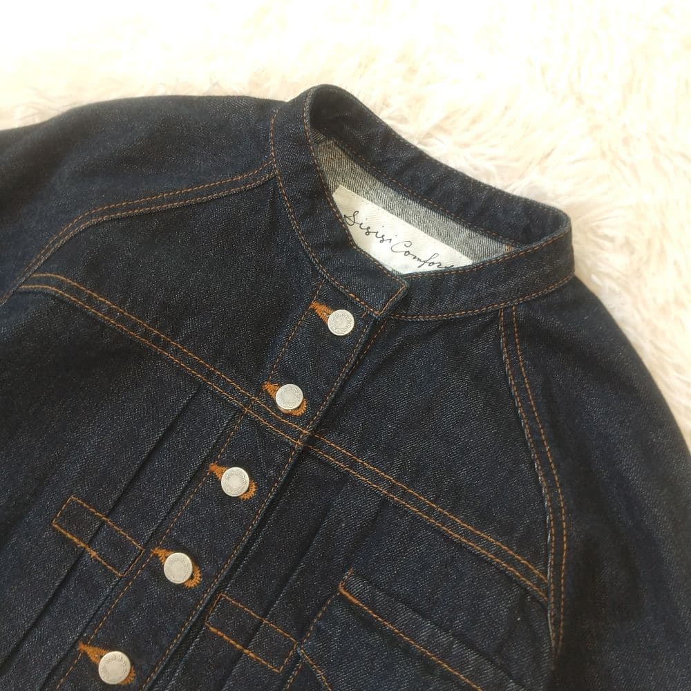 si-si-si confort デニムジャケット バンドカラー インディゴ M