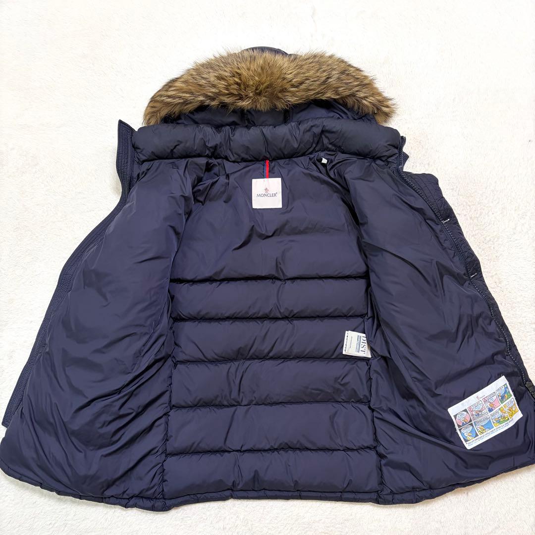【美品】モンクレール クルーニー ダウンジャケット リアルファー ネイビー 3