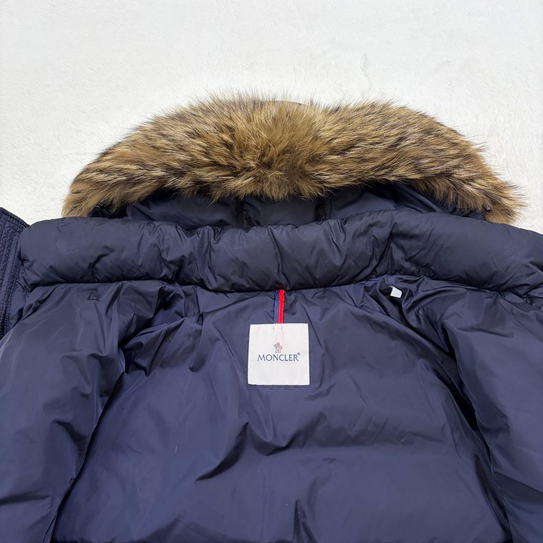【美品】モンクレール クルーニー ダウンジャケット リアルファー ネイビー 3