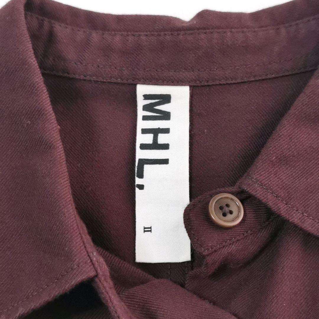 マーガレットハウエル　シャツワンピース 丸襟 コットンウールフランネル