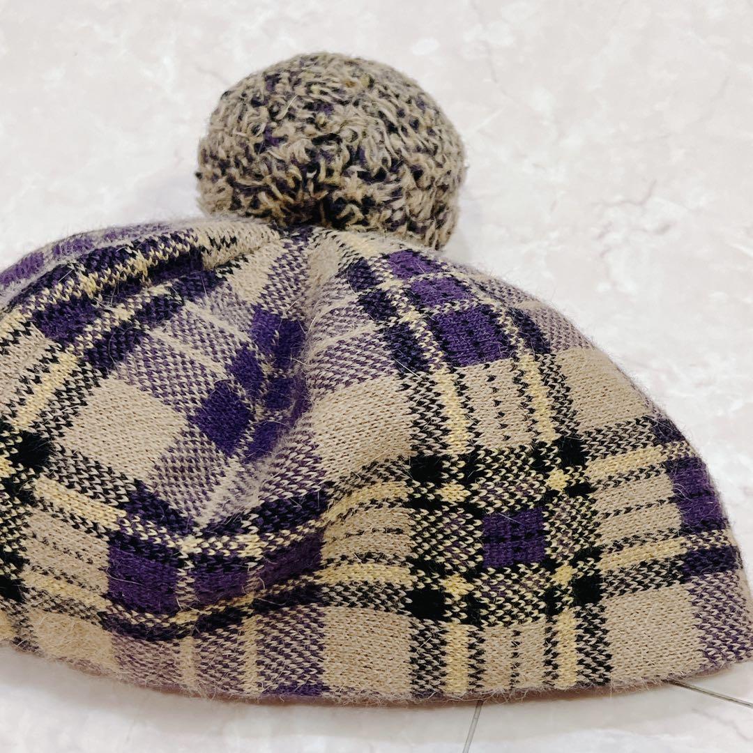 Vivienne Westwood チェック ベレー帽　オーブ モヘア混 M