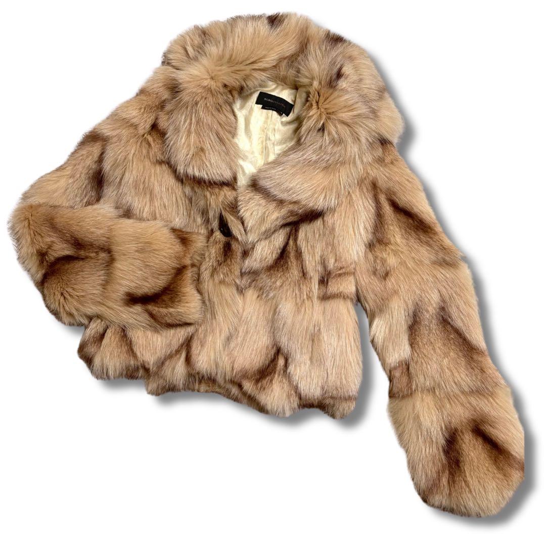 美品/近代モデル✨染めフォックス クロップド丈 リアルファーコート 毛並み◎