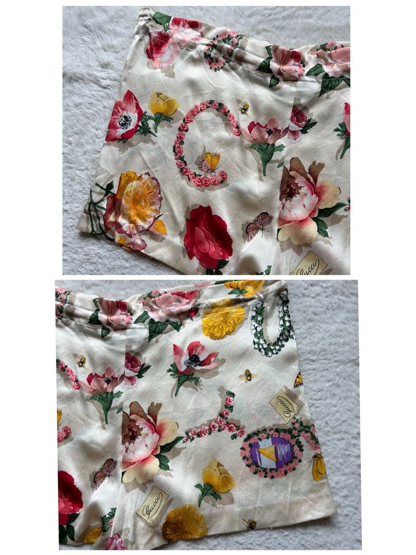 【90s】グッチ ショートパンツ フラワー 総柄 シルク100% トムフォード期