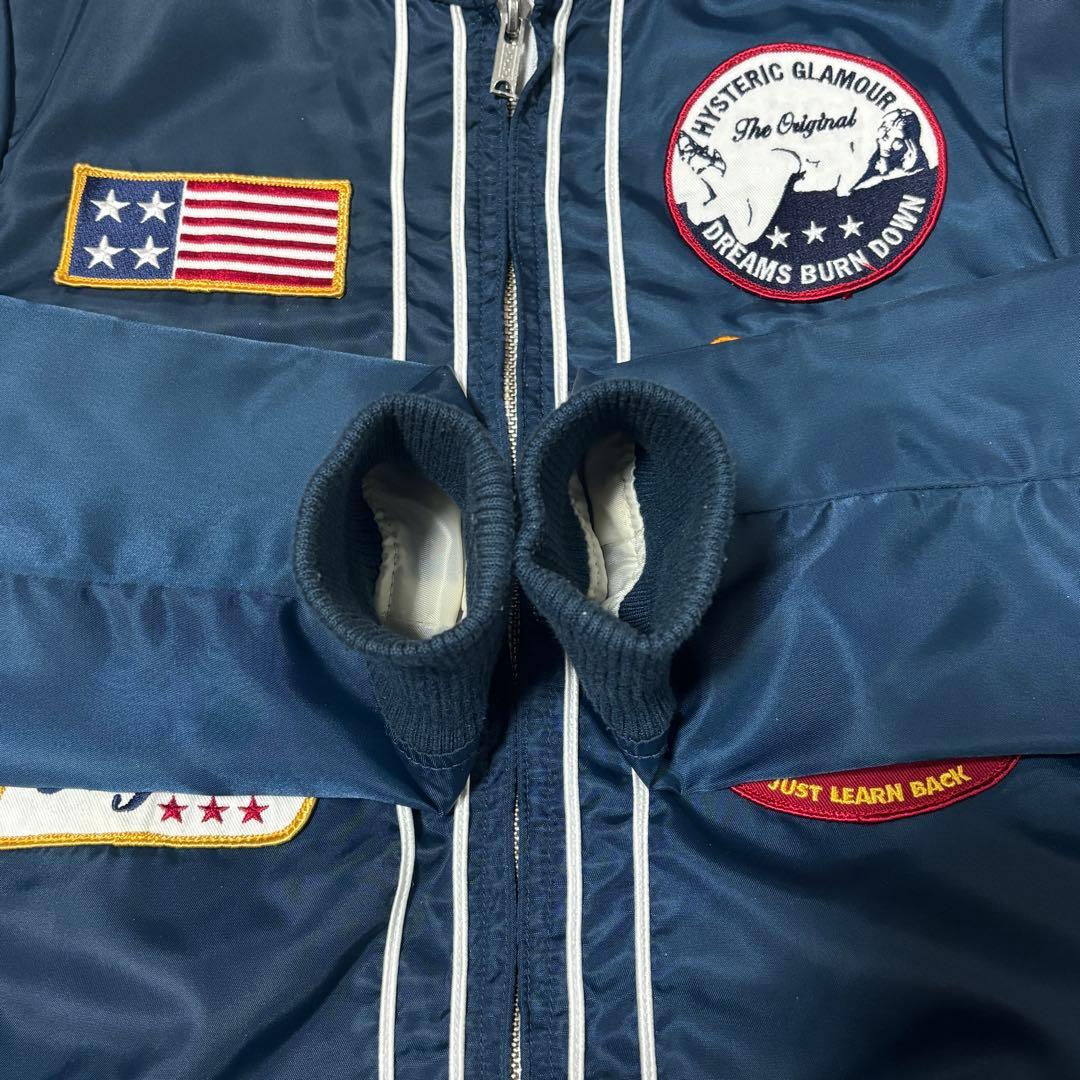 ヒステリックグラマー ワッペン ブルゾン 裏地パンダ 総柄 ヒスガール ネイビー