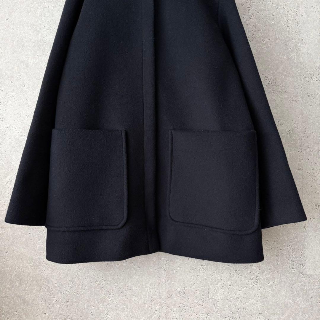 IENA 二重織りシャルムハーフコート　2Way ネイビー　38
