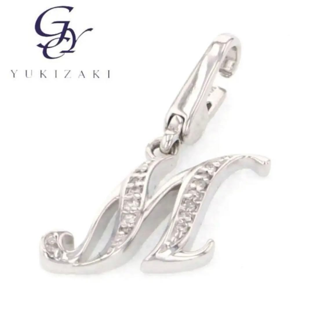 NOMBRE ゆきざき　イニシャルチャーム M K18 ダイヤ ホワイトゴールド