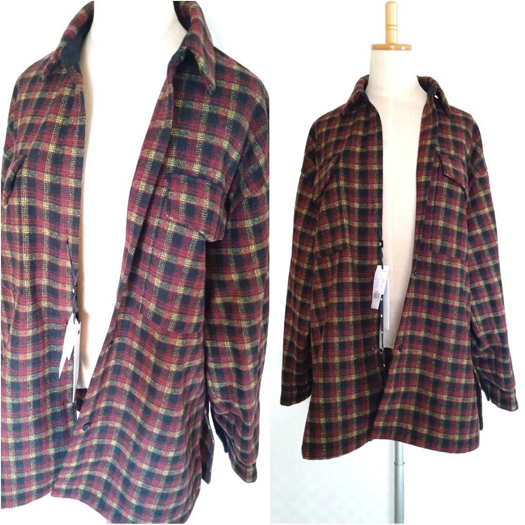 【新品タグ付】AMERI UND CHECK WOOL OVER SHIRT