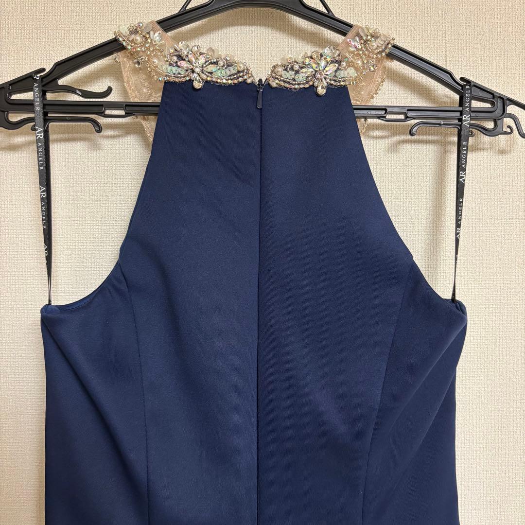 ホルターネック ネックチェーンバストタックビジュータイトミニドレス