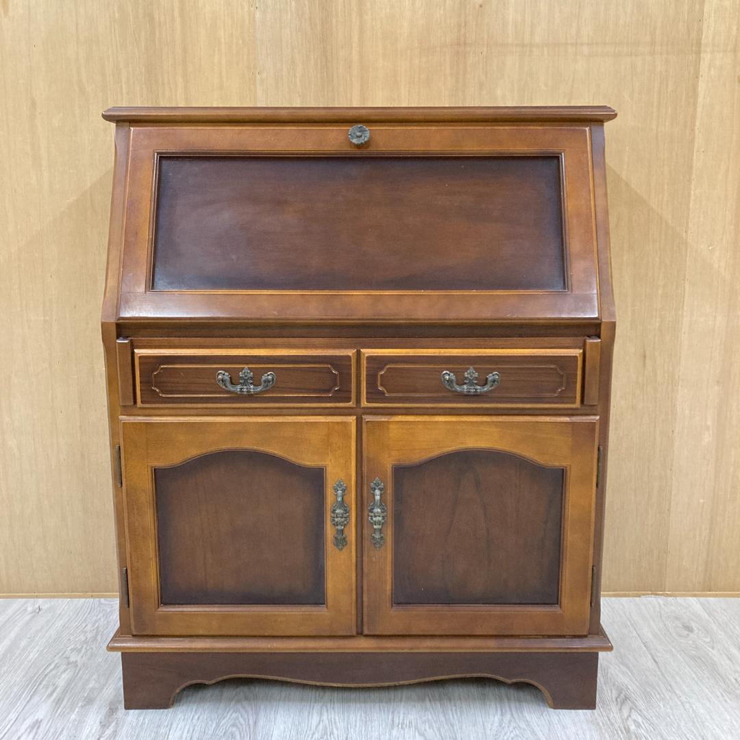 【カリモク】コロニアル　ライティングビューロー　デスク　机　昭和レトロ