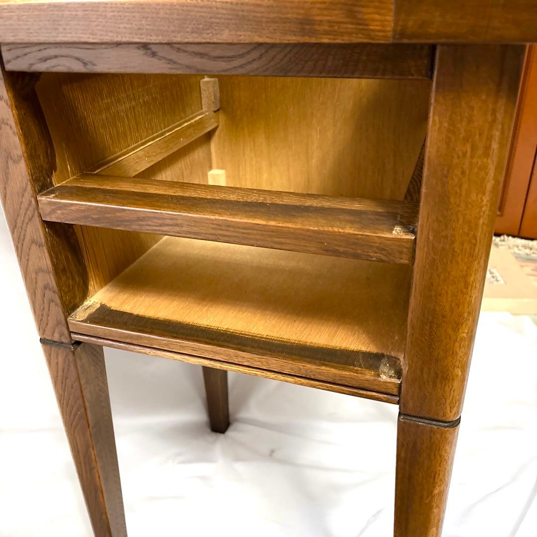 イタリアGiglio社　マホガニー木製サイドテーブル ガラス天板　2つ引き出し