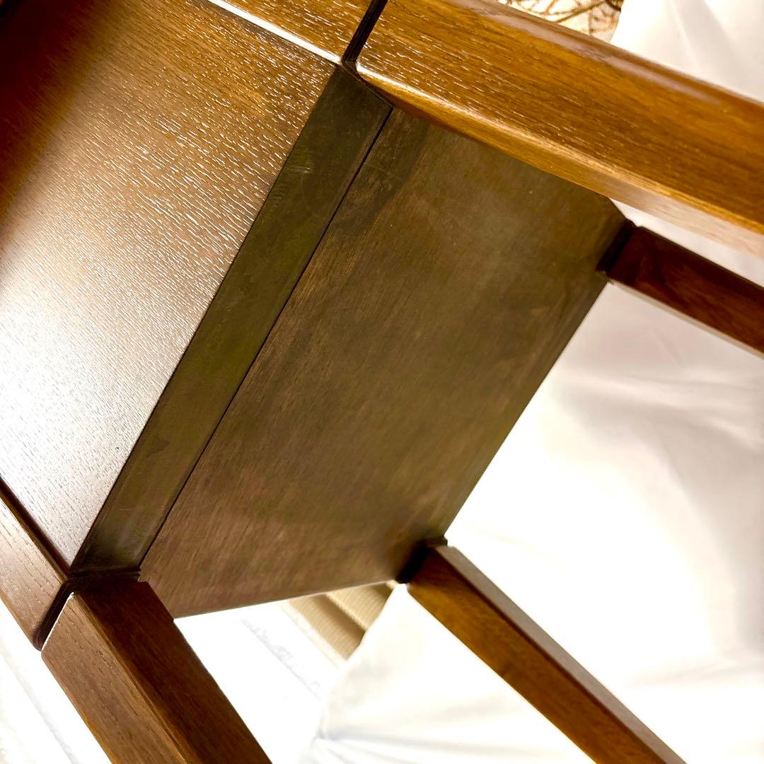 イタリアGiglio社　マホガニー木製サイドテーブル ガラス天板　2つ引き出し