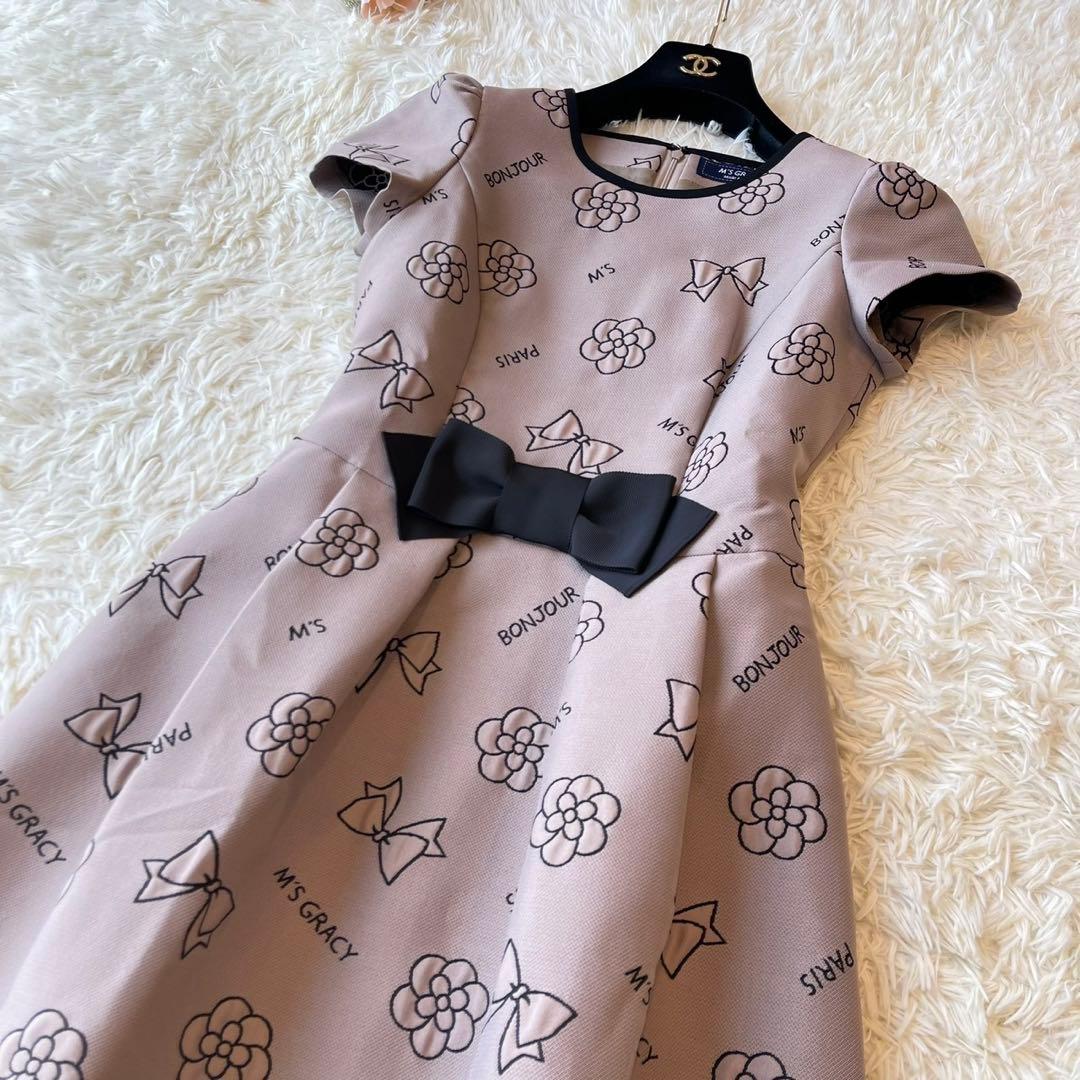 美品 M'S GRACY 2020年 カメリア ワンピース ベージュ 36