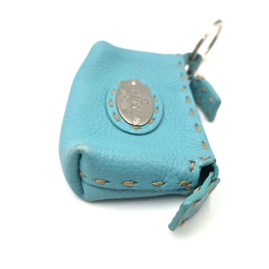 希少色 水色●FENDI セレリア ケース 小銭入れ レザー キーリング